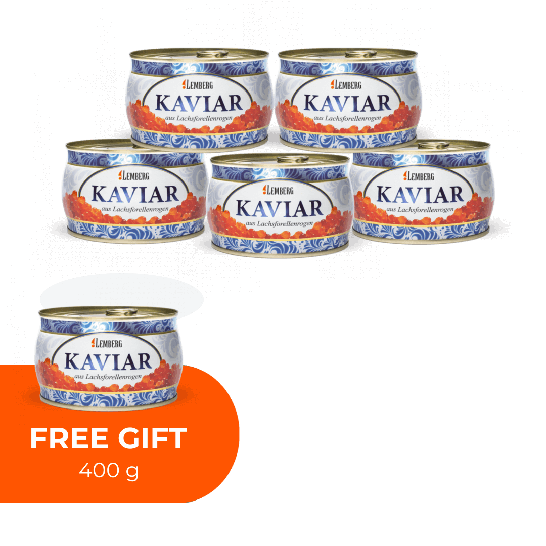 Uova di trota salmonata, 400g, 5+1