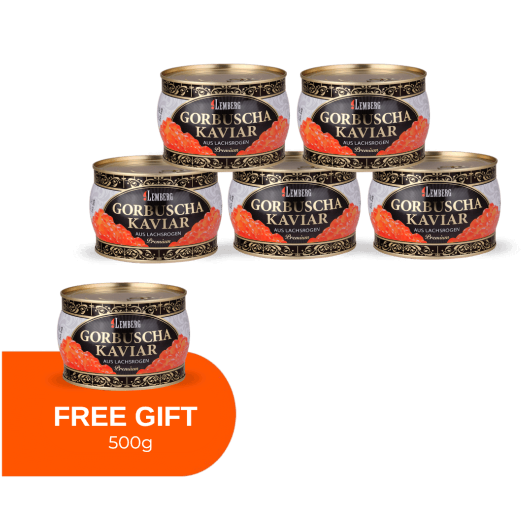 Uova rosse di salmone rosa PREMIUM, 5 +1 x 500 g