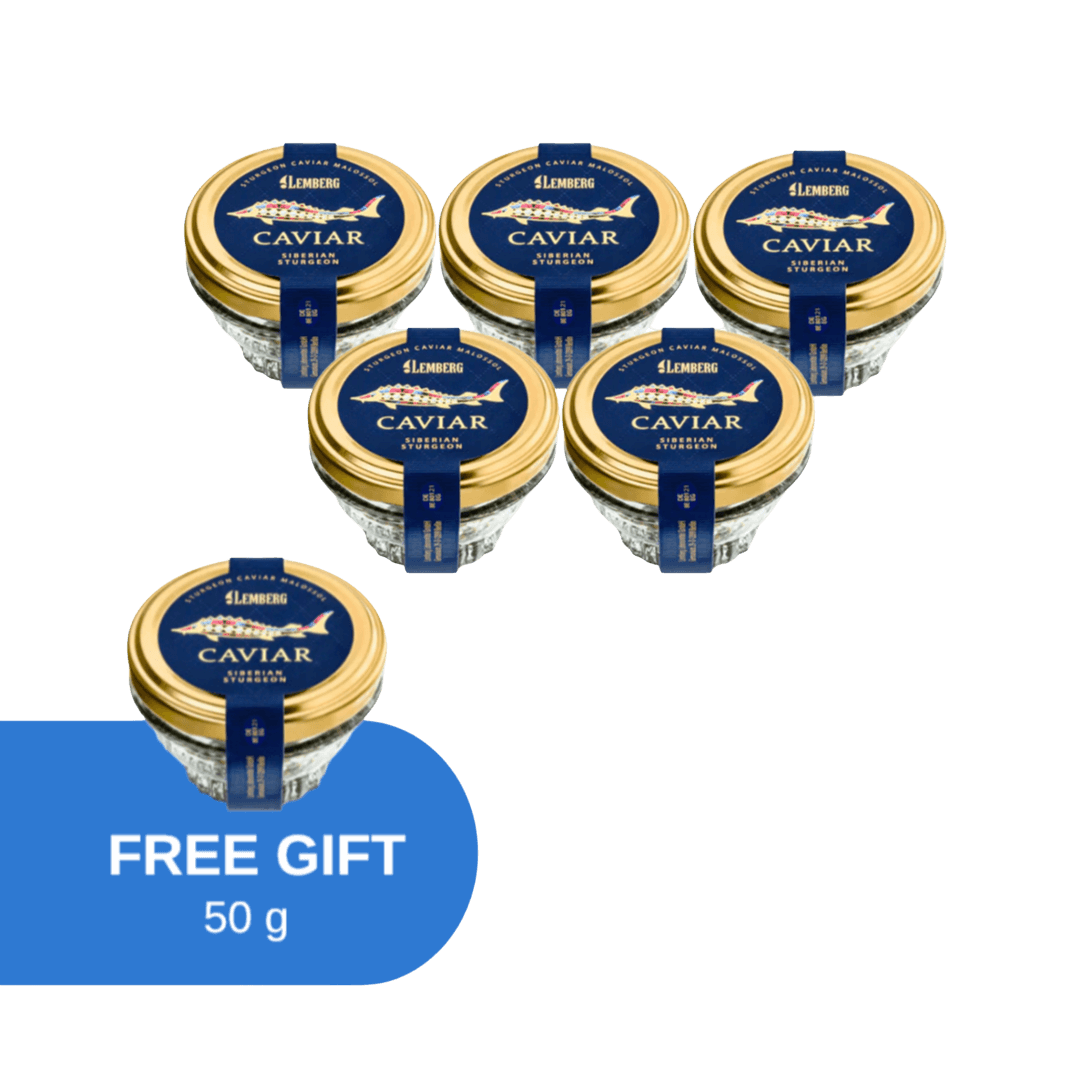 Caviale Osetra Siberiano, 5 + 1 x 50 g