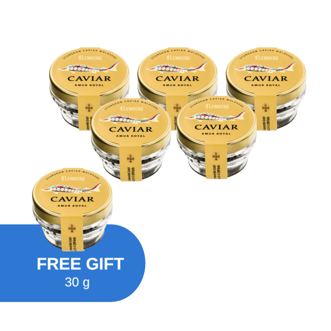 Caviale di storione Amur Royal, 5+1 x 30 g