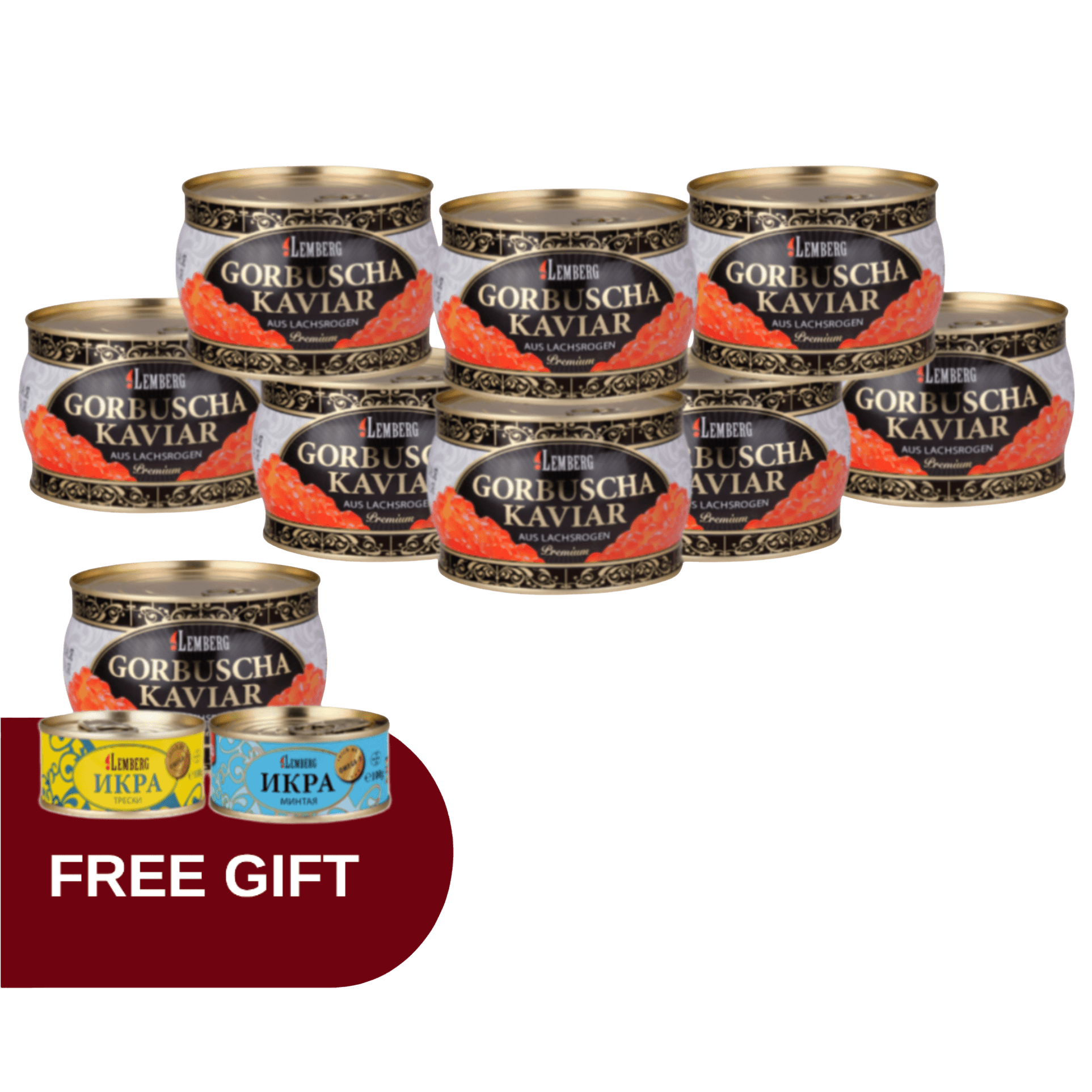 8 + 1 × 400 g de huevas de salmón rosado PREMIUM + REGALOS