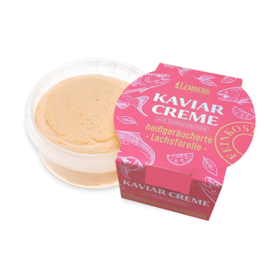 Crema di uova di merluzzo con trota salmonata affumicata a caldo, 150 g