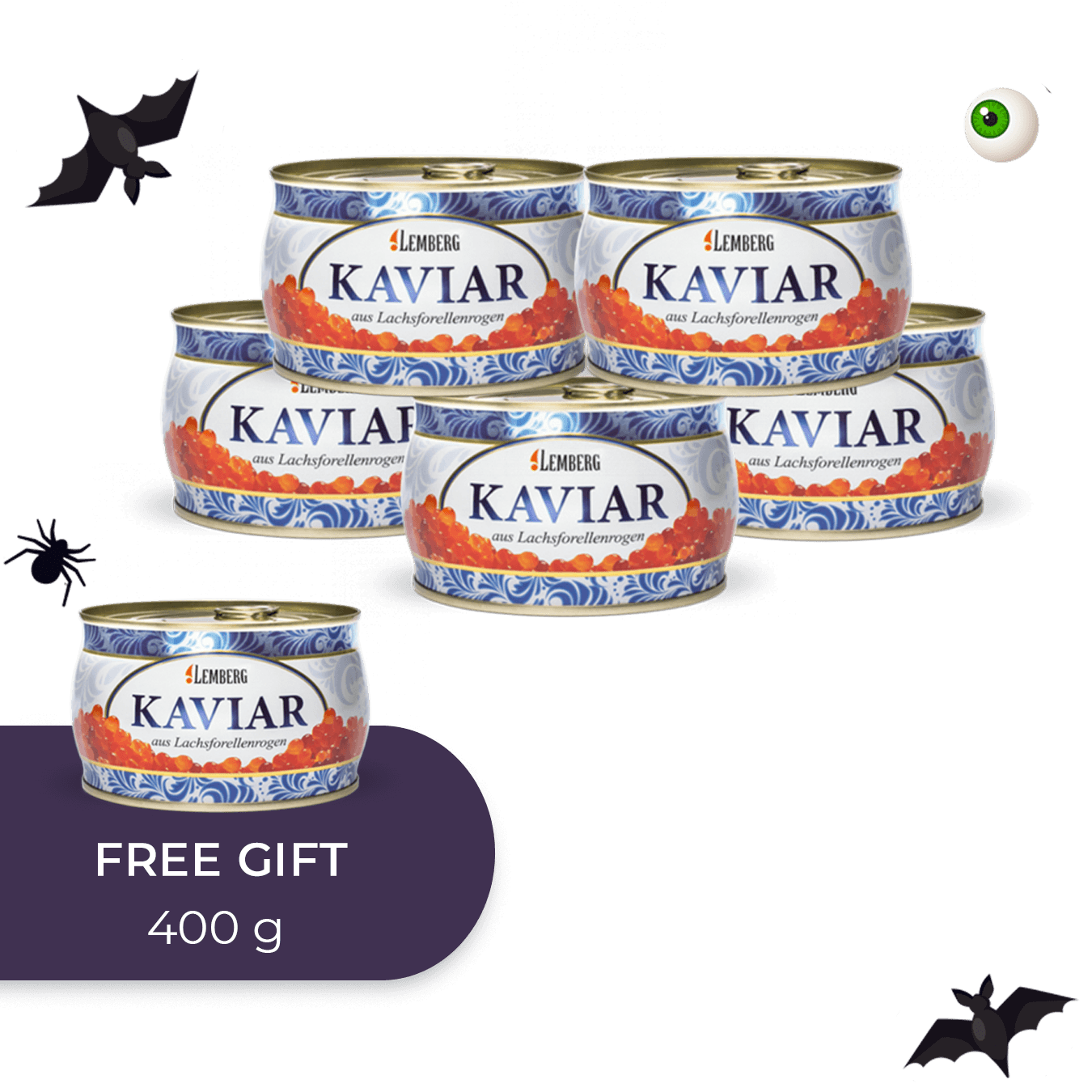 Caviale di trota salmonata, 400 g, 5+1
