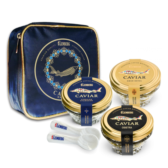 Set di caviale di storione, in sacchetto refrigerante Lemberg, 3 x 50 g